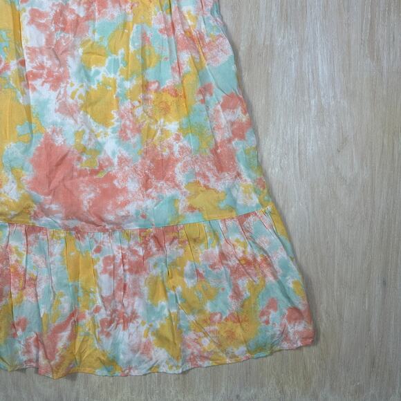 NWT Francesca's Blue Rain Boho Sunset Tie Dye Tiered Whimsical Midi Dress Medium - Picture 4 of 14